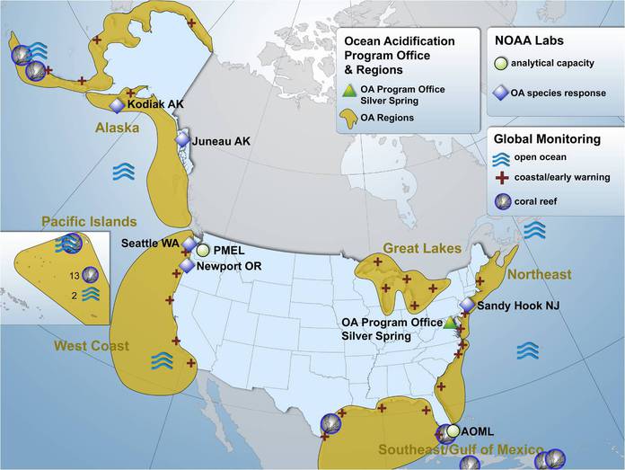 NOAA OA Research and Monitoring Map