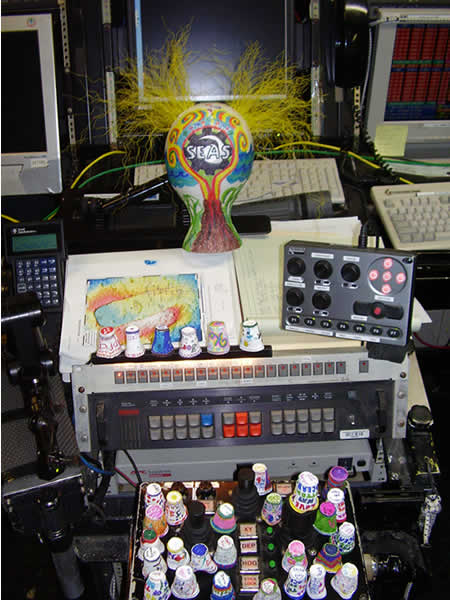 cups and head at the controls