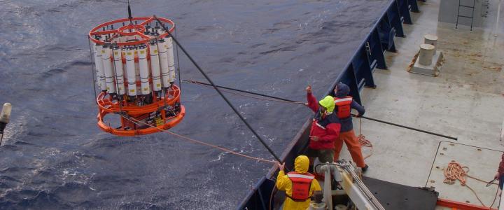 Recovering the CTD during a repeat hydrography cruise