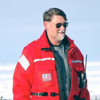 Dr. Edward Cokelet on the sea ice 