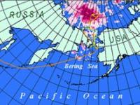 map traces the voyage of the Professor Khromov, a Russian research vessel engaged in the RUSALCA expedition