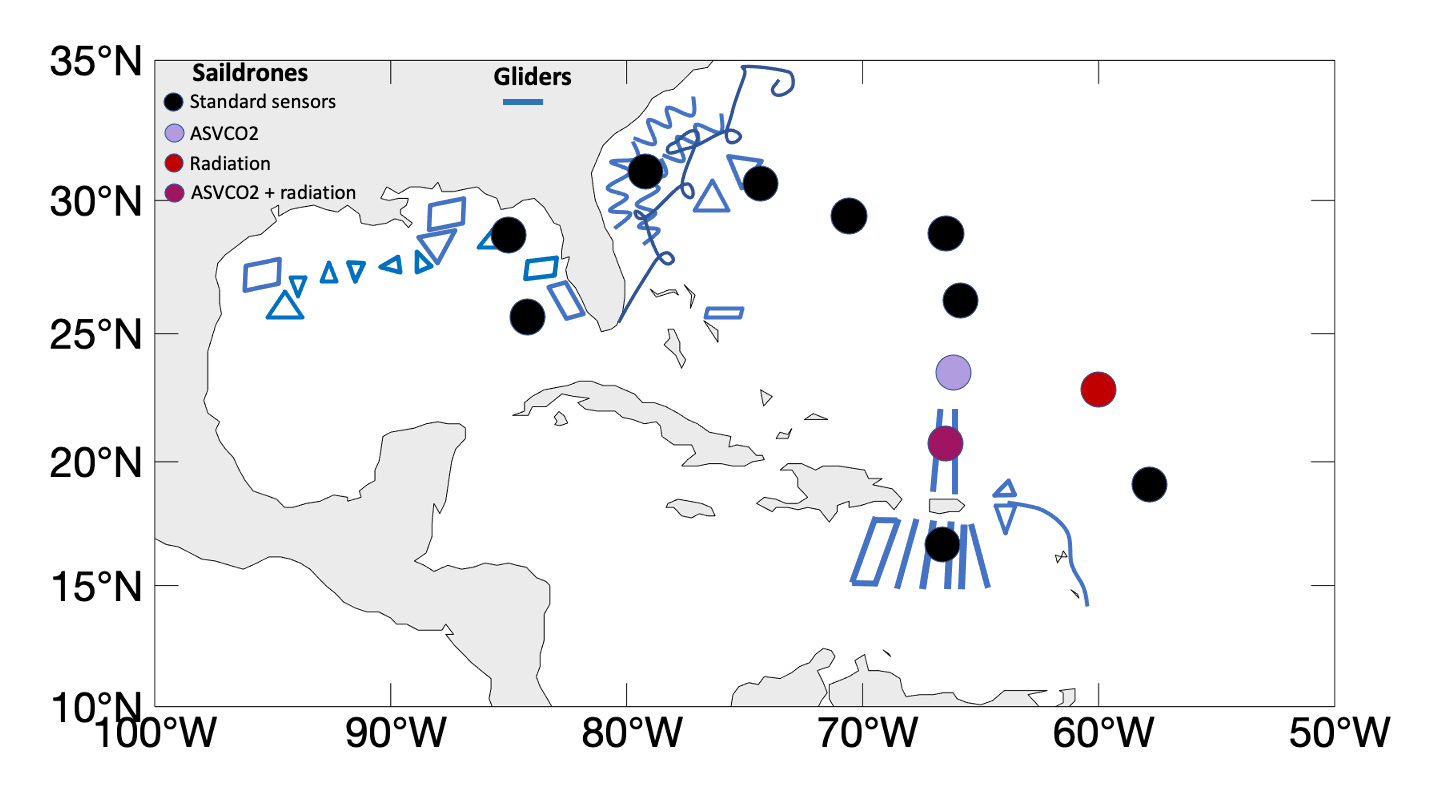 Map of the 2024 saildrone hurricane observations mission