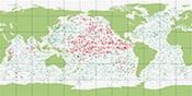 world map of Argo ocean profiling float locations