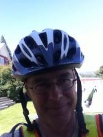 John "Oz" in his bike helmet on a sunny day
